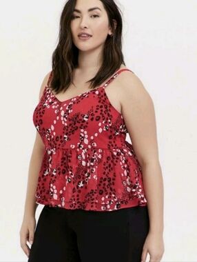 Torrid Chiffon Cami Leopard Double Layer Peplum Top